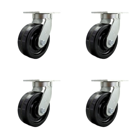 Service Caster 8'' Extra Heavy Duty Phenolic Wheel Swivel Caster Set with 2 Swivel Locks, 4PK CRAN-SCC-KP92S830-PHR-BSL-2-S-2